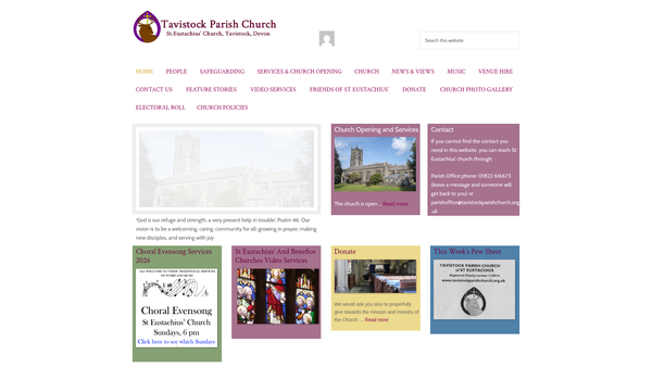 Screenshot of the The Parochial Church Council Of The Ecclesiastical Parish Of St. Eustachius, Tavistock website