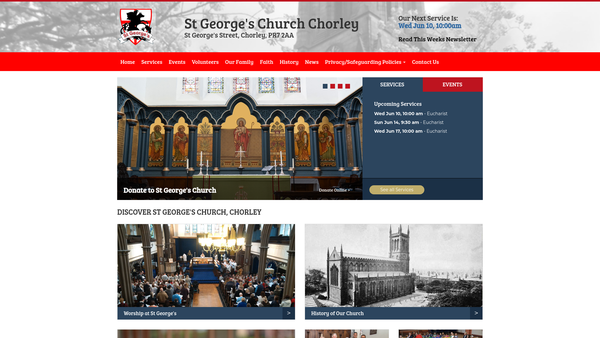 Screenshot of the The Parochial Church Council Of The Ecclesiastical Parish Of Chorley Saint George And All Saints website