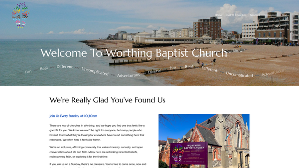 Screenshot of the Worthing Baptist Church website