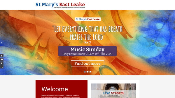 Screenshot of the The Parochial Church Council Of The Ecclesiastical Parish Of St Mary's, East Leake website