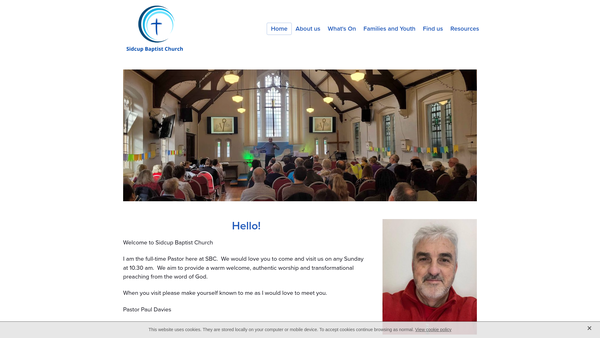 Screenshot of the Sidcup Baptist Church website