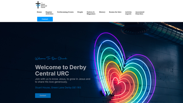 Screenshot of the Central,derby,united Reformed Church Charity website