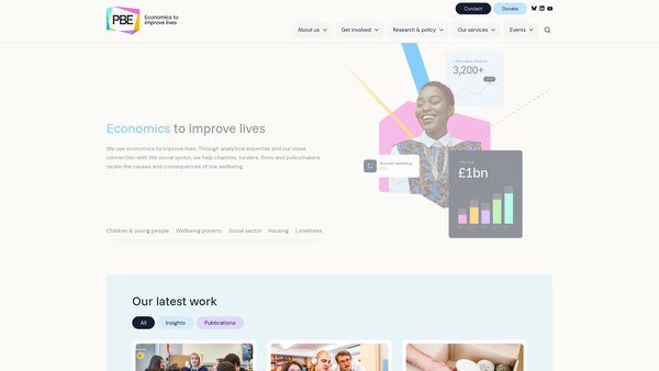 Screenshot of the Pro Bono Economics website