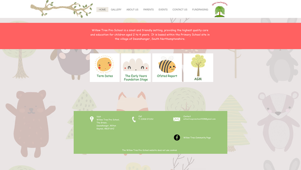 Screenshot of the Willow Tree Pre-School (Milton Keynes) website