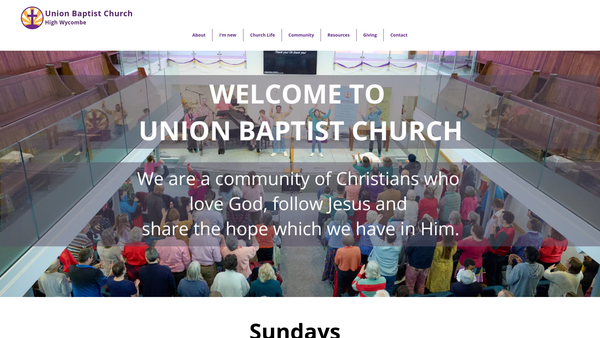 Screenshot of the Union Baptist Church High Wycombe website