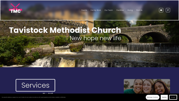 Screenshot of the Tavistock Methodist Church website