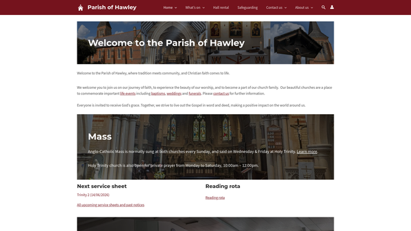 Screenshot of the The Parochial Church Council Of The Ecclesiastical Parish Of Hawley website