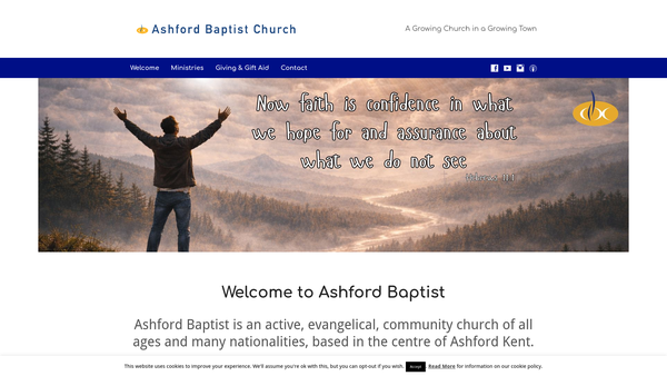 Screenshot of the Ashford Baptist Church, Kent website