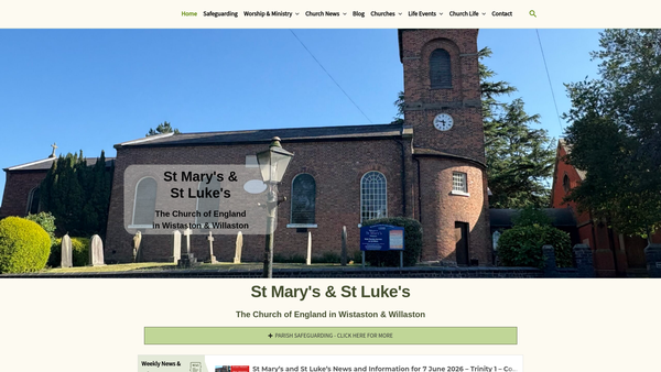 Screenshot of the The Parochial Church Council Of The Ecclesiastical Parish Of St Mary, Wistaston website