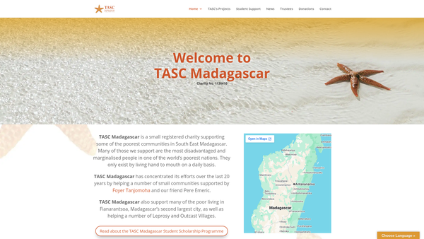 Screenshot of the Tasc Madagascar website