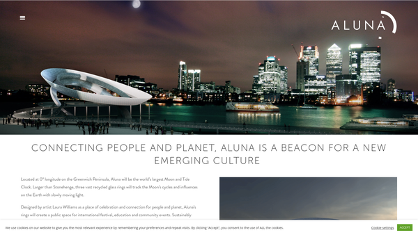 Screenshot of the The Aluna Foundation website