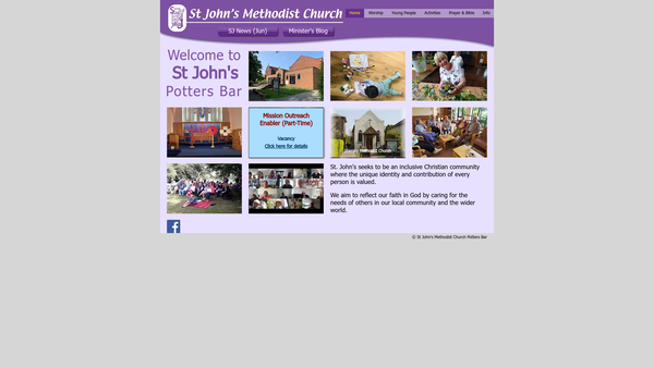 Screenshot of the St John's Methodist Church, Potters Bar website
