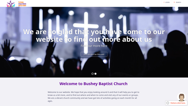 Screenshot of the Bushey Baptist Church website