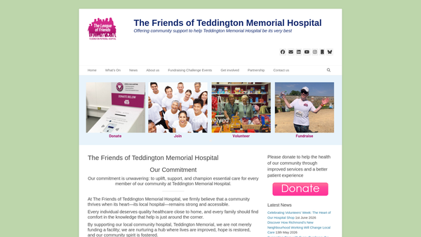Screenshot of the The League Of Friends Of Teddington Memorial Hospital website