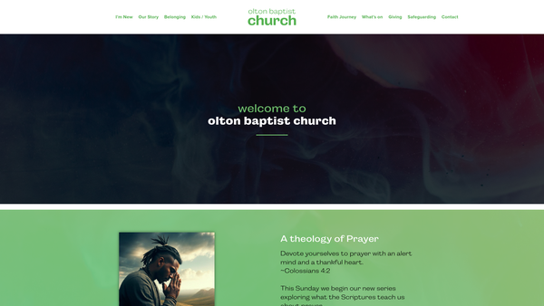 Screenshot of the Olton Baptist Church website