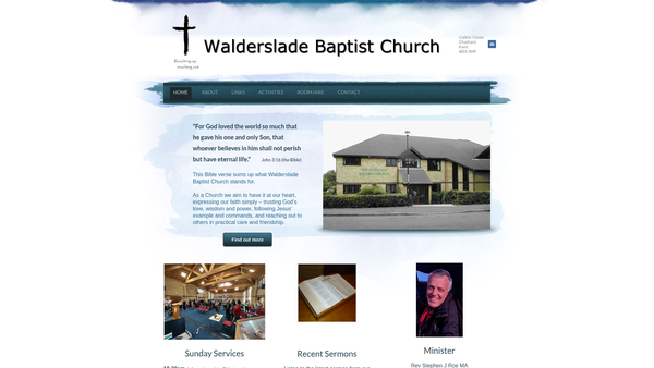 Screenshot of the Walderslade Baptist Church website