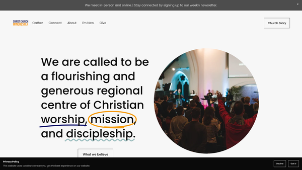 Screenshot of the The Parochial Church Council Of The Ecclesiastical Parish Of Christ Church Winchester website