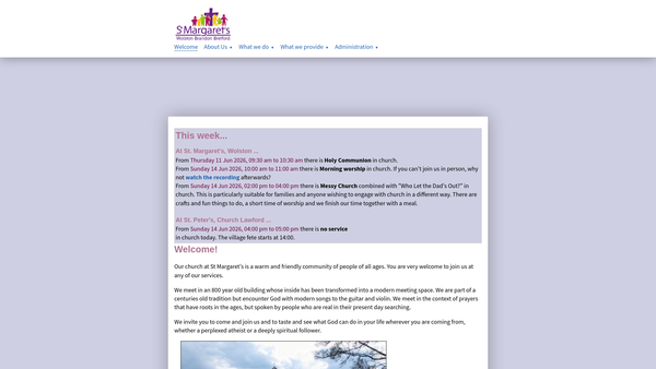 Screenshot of the The Parochial Church Council Of The Ecclesiastical Parish Of Wolston, St Margaret's website