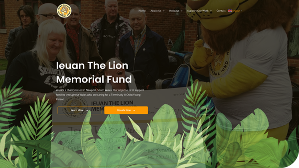 Screenshot of the Ieuan The Lion Memorial Fund website