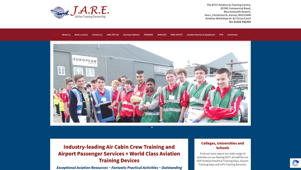 Screenshot of the J.a.r.e. Airline Training Partnership website