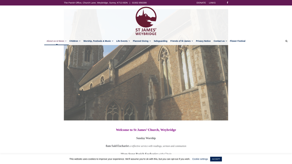 Screenshot of the The Parochial Church Council Of The Ecclesiastical Parish Of St James Weybridge website