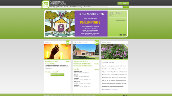 Screenshot of the Cheadle Hulme Methodist Church website
