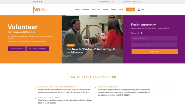 Screenshot of the The Jewish Volunteering Network website