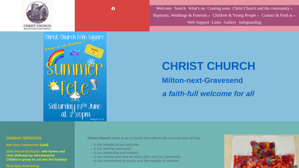 Screenshot of the The Parochial Church Council Of The Ecclesiastical Parish Of Christ Church, Milton-Next-Gravesend website