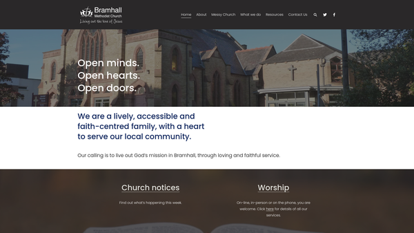 Screenshot of the Bramhall Methodist Church website