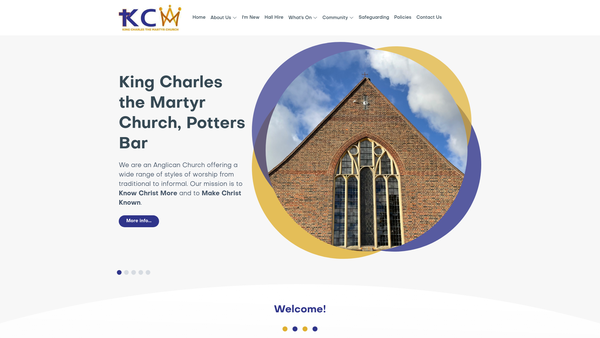 Screenshot of the The Parochial Church Council Of The Ecclesiastical Parish Of King Charles The Martyr Potters Bar website