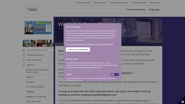 Screenshot of the The Parochial Church Council Of The Ecclesiastical Parish Of St Peter & St John The Baptist Wivelsfield website
