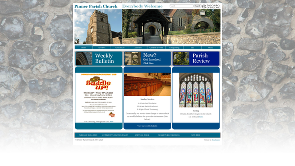 Screenshot of the The Parochial Church Council Of The Ecclesiastical Parish Of St John The Baptist, Pinner website