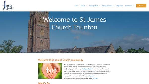 Screenshot of the The Parochial Church Council Of The Ecclesiastical Parish Of St. James, Taunton website