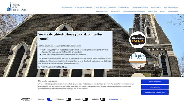 Screenshot of the The Parochial Church Council Of The Ecclesiastical Parish Of Christ And St John With St Luke, Isle Of Dogs website