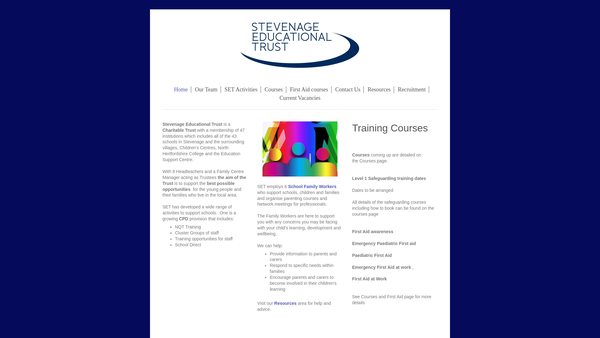 Screenshot of the Stevenage Educational Trust website