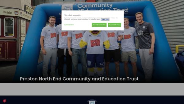 Screenshot of the Preston North End Community And Education Trust website