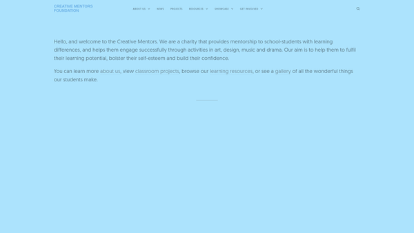 Screenshot of the Creative Mentors Foundation website