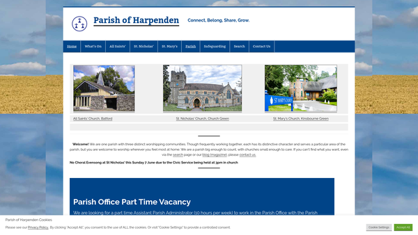 Screenshot of the Parochial Church Council Of St Nicholas, Harpenden website