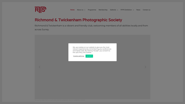 Screenshot of the Richmond And Twickenham Photographic Society website