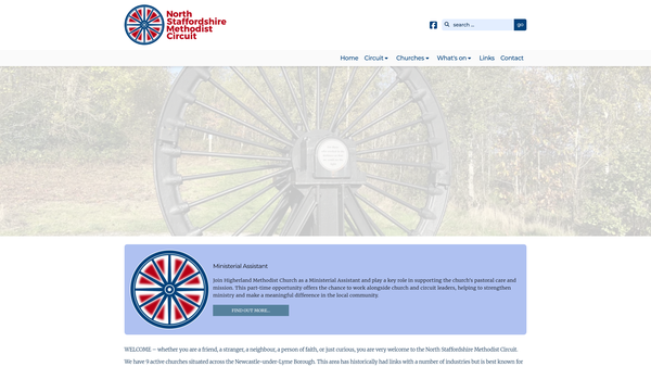 Screenshot of the North Staffordshire Methodist Circuit website