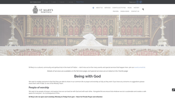Screenshot of the The Parochial Church Council Of The Ecclesiastical Parish Of St Mary Portsea, Portsmouth website