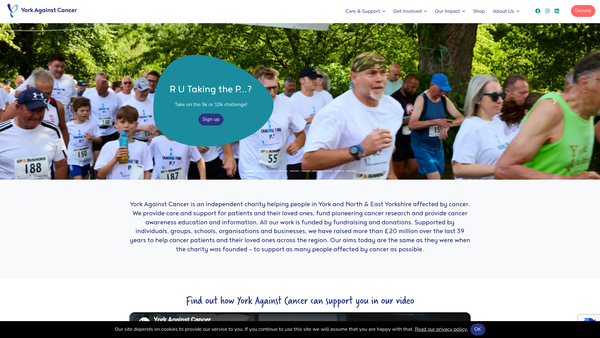 Screenshot of the York Against Cancer website