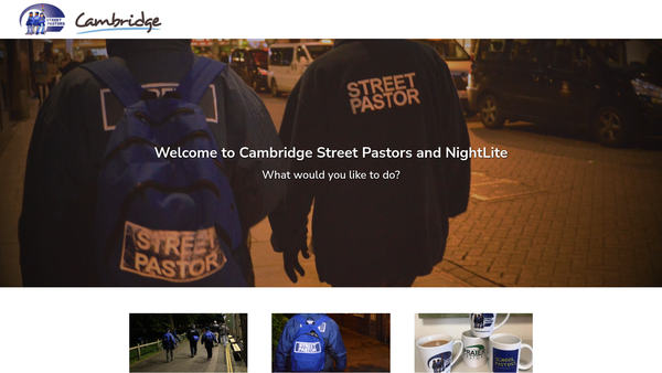 Screenshot of the Cambridge Street Pastors website