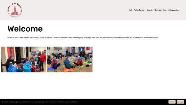 Screenshot of the The Parochial Church Council Of St Mary & St Cuthbert Parish Church, Chester-Le-Street website