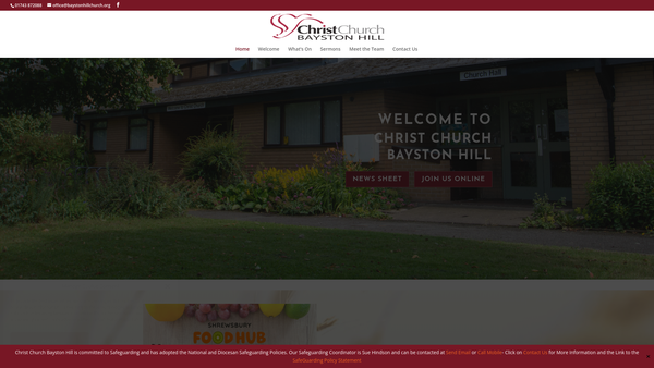 Screenshot of the The Parochial Church Council Of The Ecclesiastical Parish Of Bayston Hill, Shrewsbury website