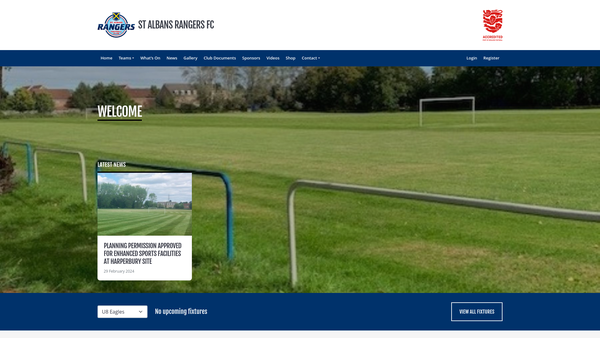 Screenshot of the St Albans Rangers Football Club website