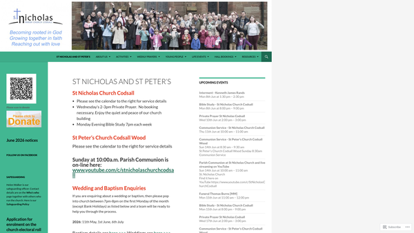 Screenshot of the The Parochial Church Council Of The Ecclesiastical Parish Of St Nicholas, Codsall, Staffordshire In The Diocese Of Lichfield website