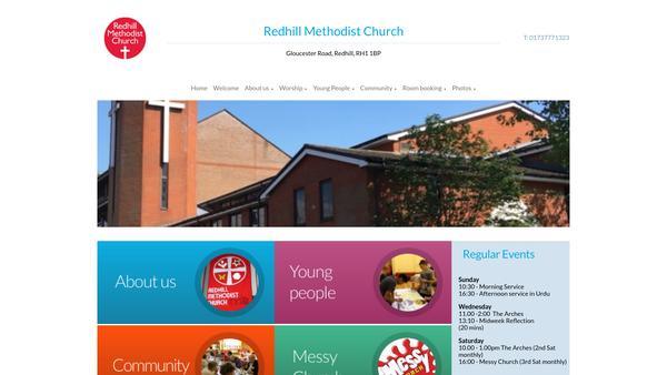 Screenshot of the Redhill Methodist Church website