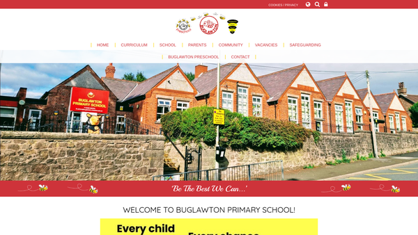 Screenshot of the Buglawton Primary School PTA website