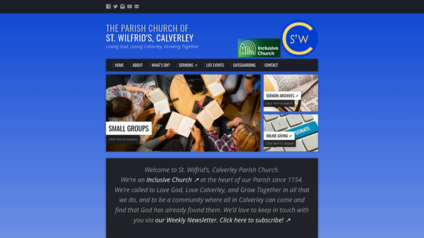 Screenshot of the Parochial Church Council of the ecclesiastical parish of St Wilfrid, Calverley, Leeds website